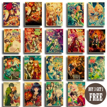 Vintage Anime Plakat Tõuseb Kilp Kangelane Retro Plakatid Seina Kleebised Jõupaber Prindib Home Bar Kaunistamine Maali