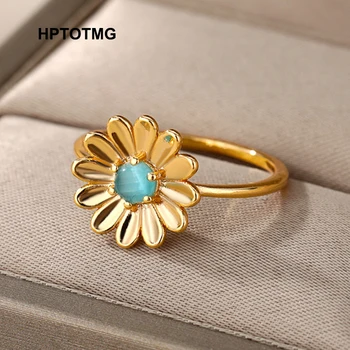 Armas Opaal Sun Flower Ringi Naistele Esteetiline Gooti sõrmustes Naiste Mood Ehteid Pool Kingitused anillos mujer